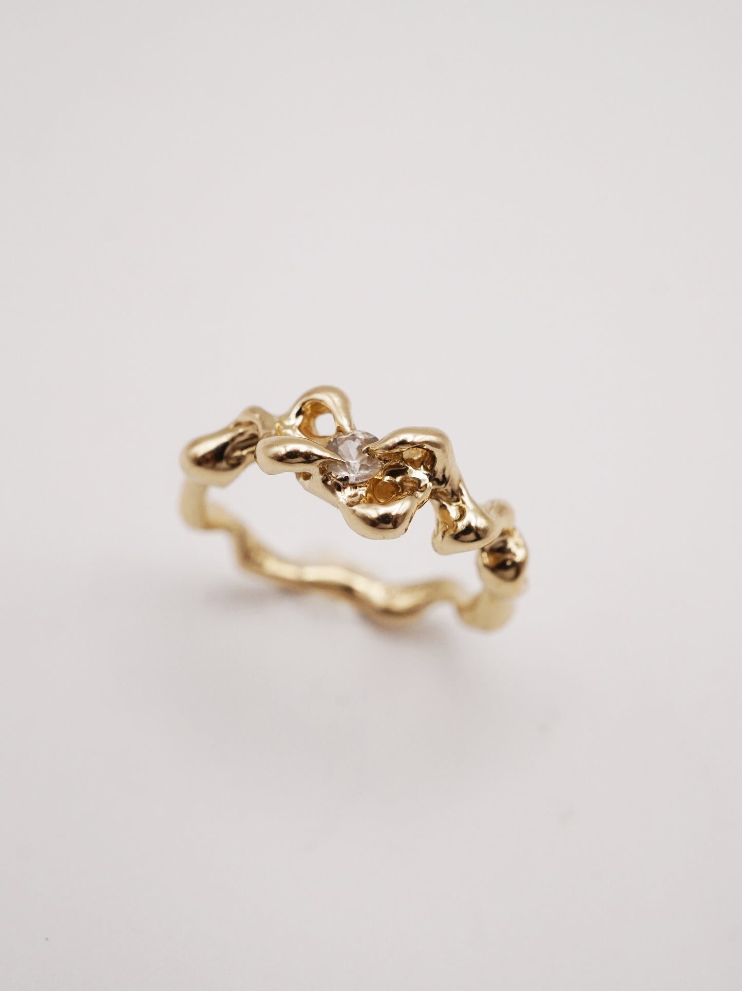 10kt yellow gold ring with clear sapphire - ONE OF A KIND