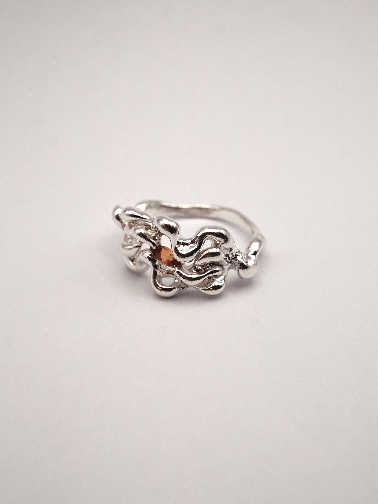 sterling silver KNIT ring with sapphire