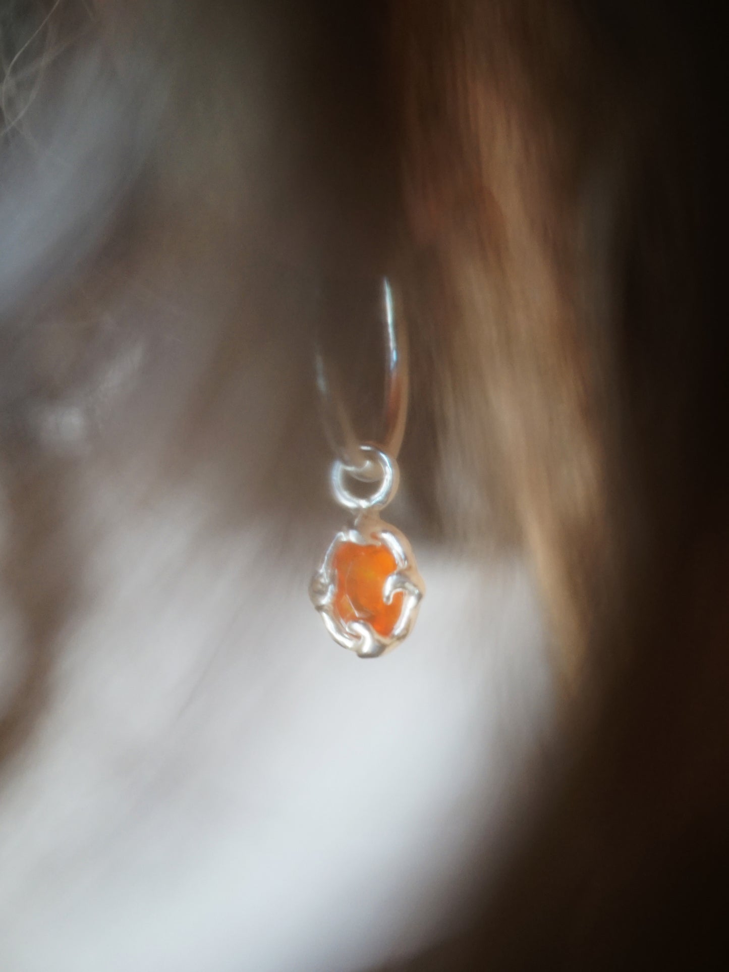 sterling silver FLAMME hoops with fire opals