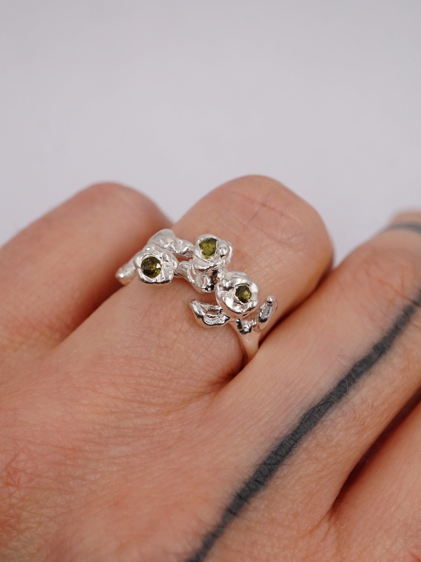 Bague TRIO en argent sterling avec pierres