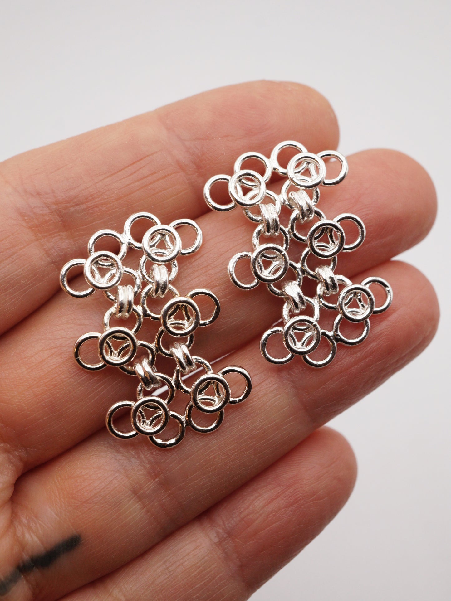 boucles d'oreilles TRAME I et TRAME II en argent sterling
