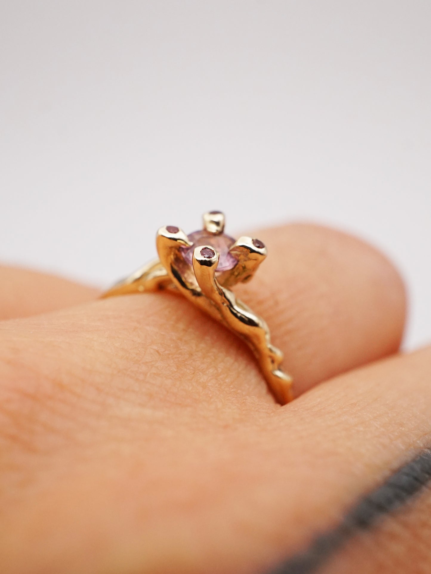 10kt yellow gold OUI ring with sapphires - ONE OF A KIND