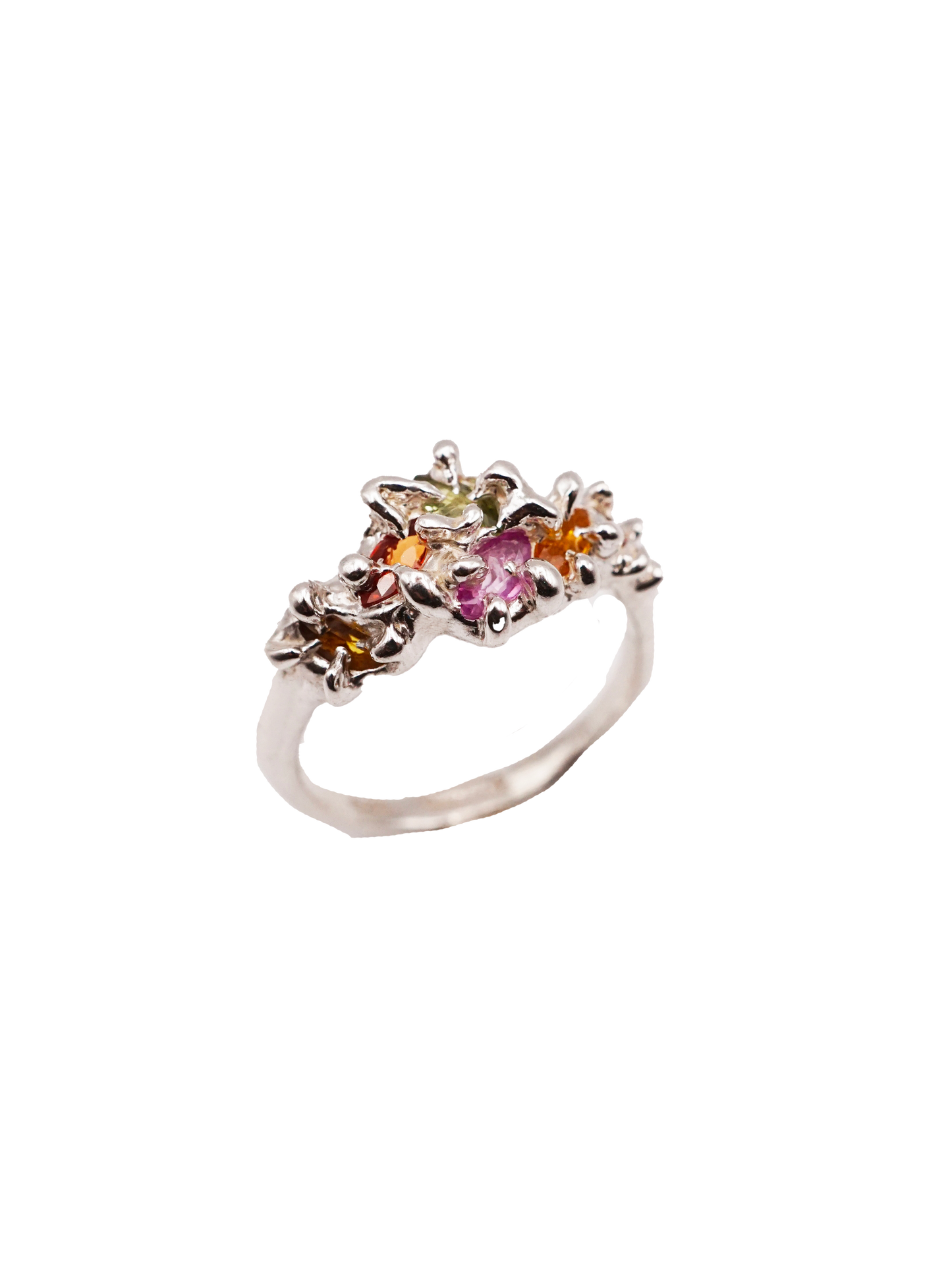 sterling silver OOAK ring with multiple sapphires