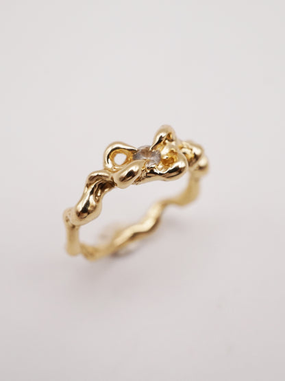 10kt yellow gold ring with clear sapphire - ONE OF A KIND