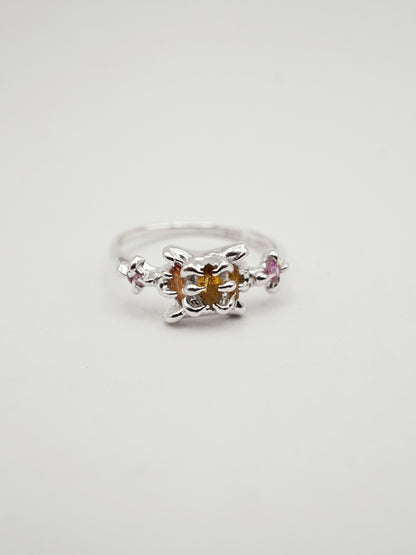 Bague VENUS en argent sterling avec saphirs jaunes - Pièce unique