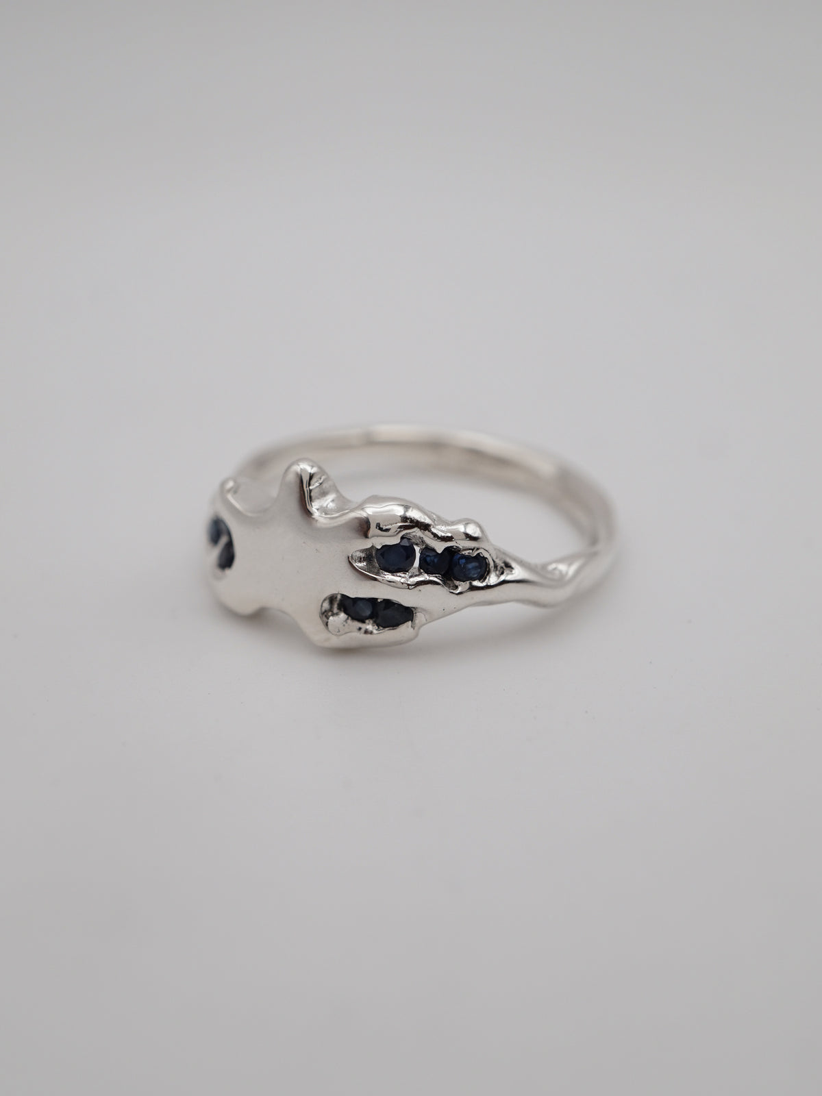 sterling silver BE A STAR ring with sapphires