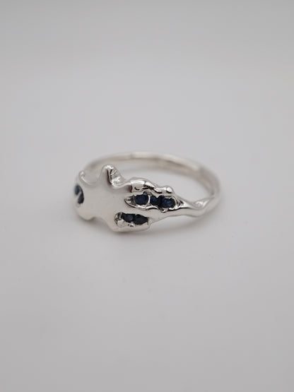 sterling silver BE A STAR ring with sapphires