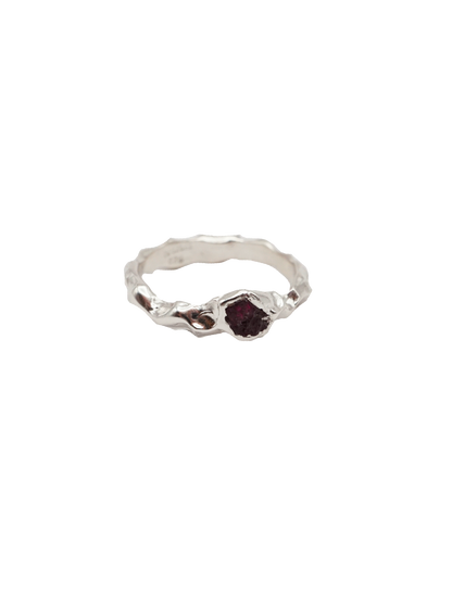 sterling silver OOAK CROQUÉE ring with raw pink sapphire II