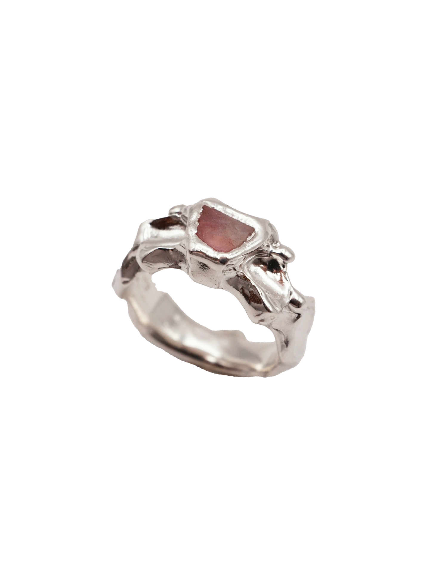 sterling silver OOAK CROQUÉE ring with raw pink sapphire
