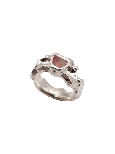 sterling silver OOAK CROQUÉE ring with raw pink sapphire