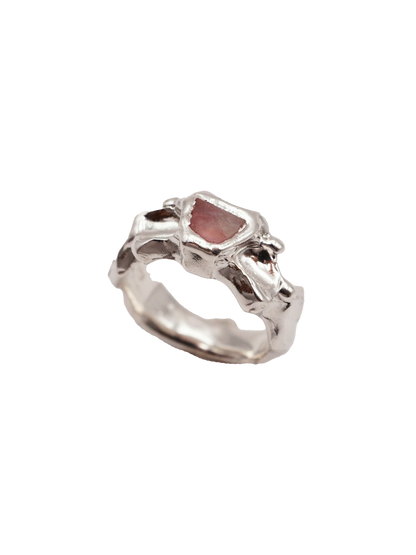 sterling silver OOAK CROQUÉE ring with raw pink sapphire