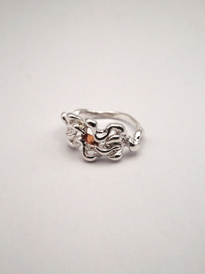 sterling silver KNIT ring with sapphire