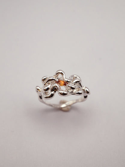 sterling silver KNIT ring with sapphire