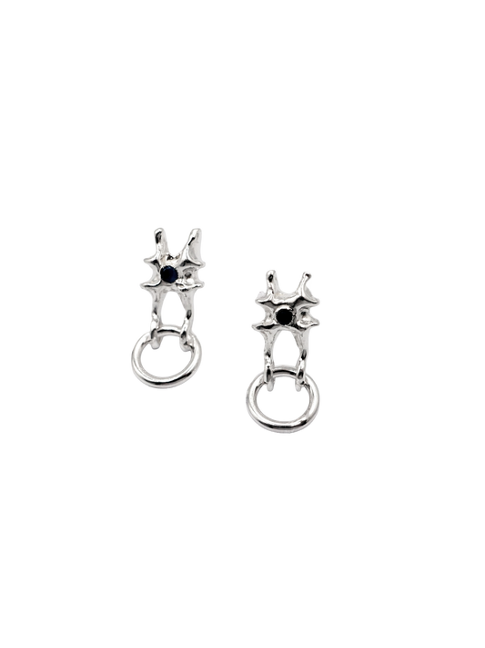 Boucle d'oreille ARCHEOLOGIE II en argent sterling avec saphir