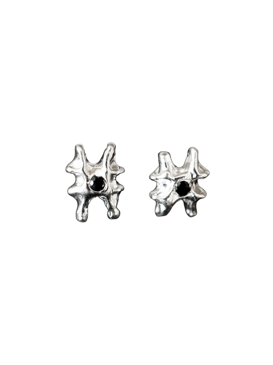 Boucle d'oreille ARCHEOLOGIE I en argent sterling avec saphir