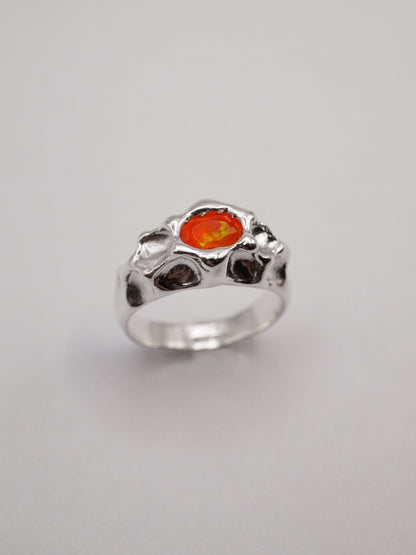 Bague unique en argent sterling avec opale de feu ovale