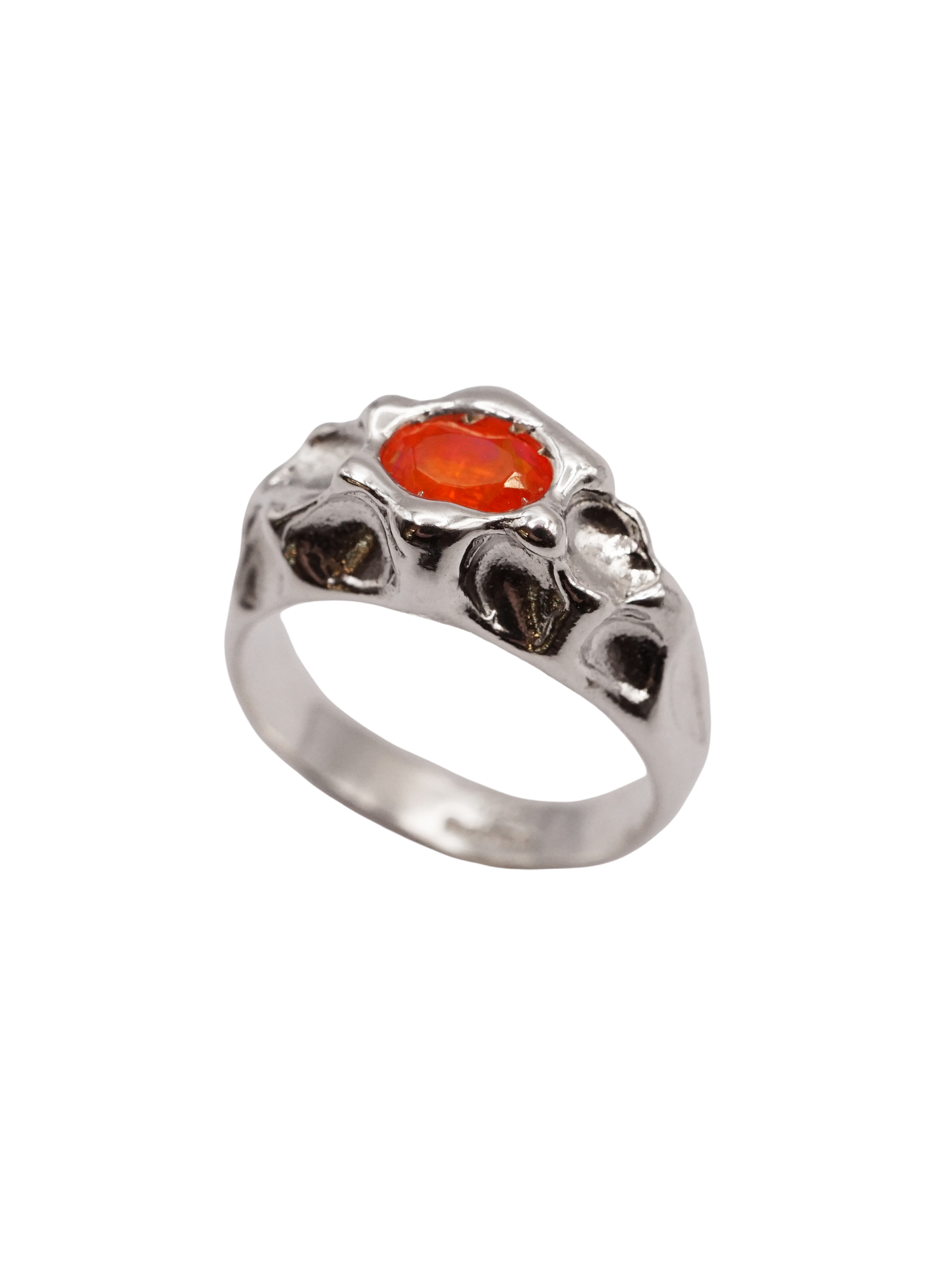 Bague unique en argent sterling avec opale de feu ovale