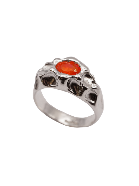 Bague unique en argent sterling avec opale de feu ovale