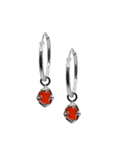 sterling silver FLAMME hoops with fire opals