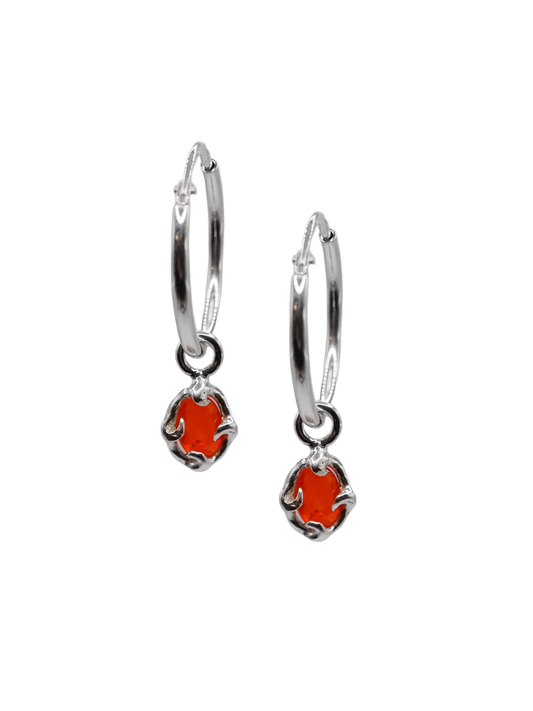 sterling silver FLAMME hoops with fire opals