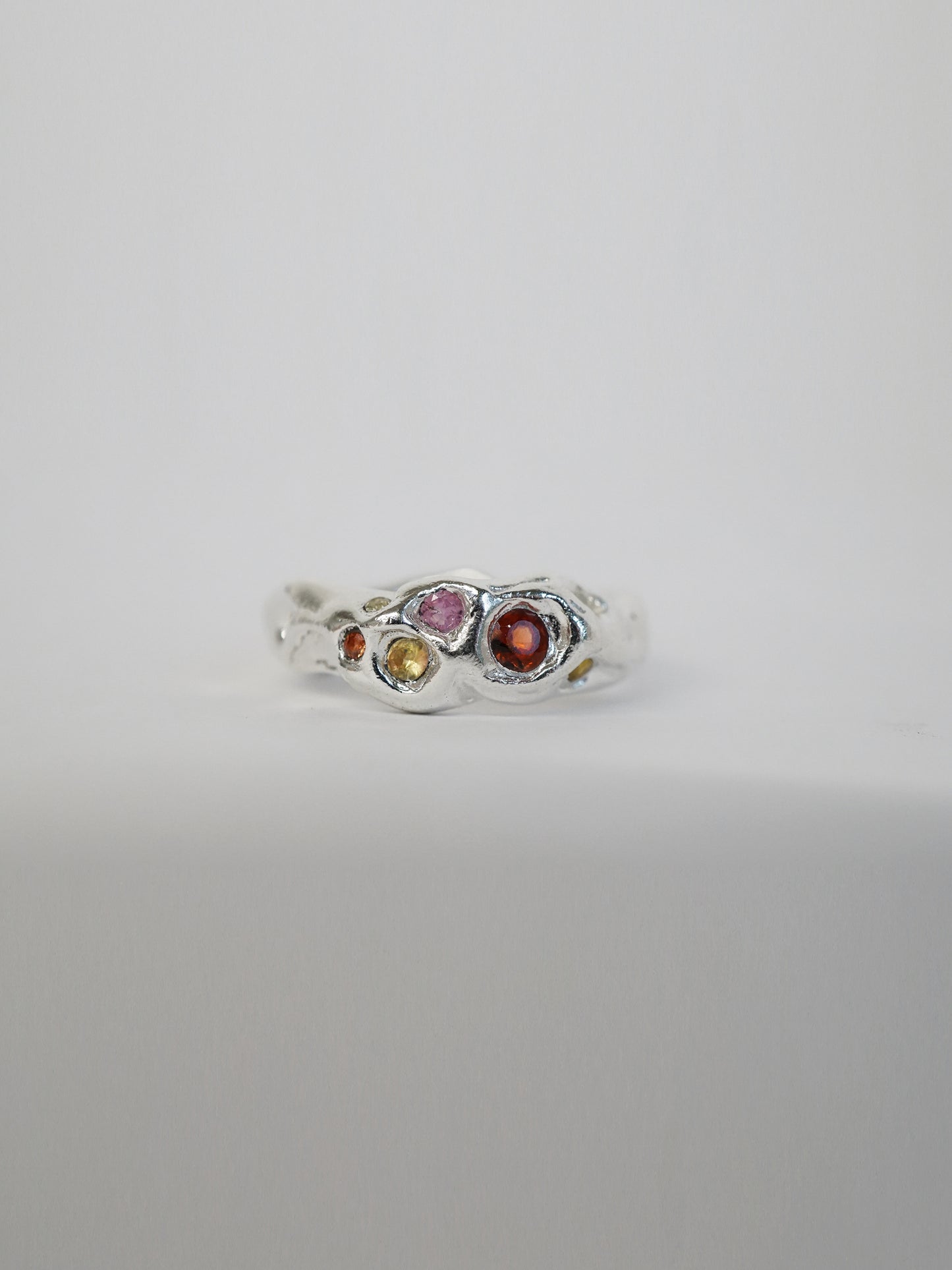 sterling silver OOAK ring with multiple sapphires 002