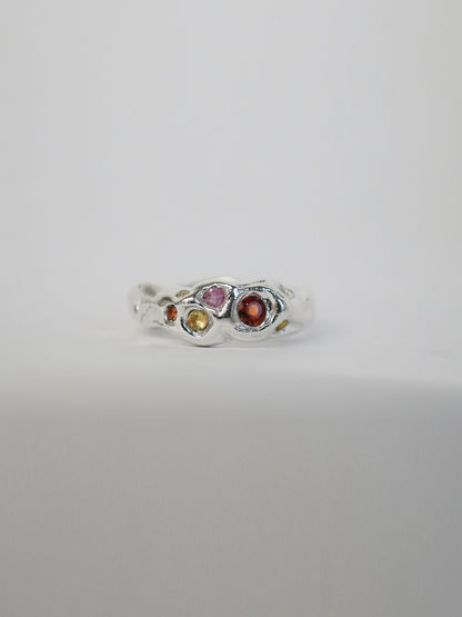 sterling silver OOAK ring with multiple sapphires 002