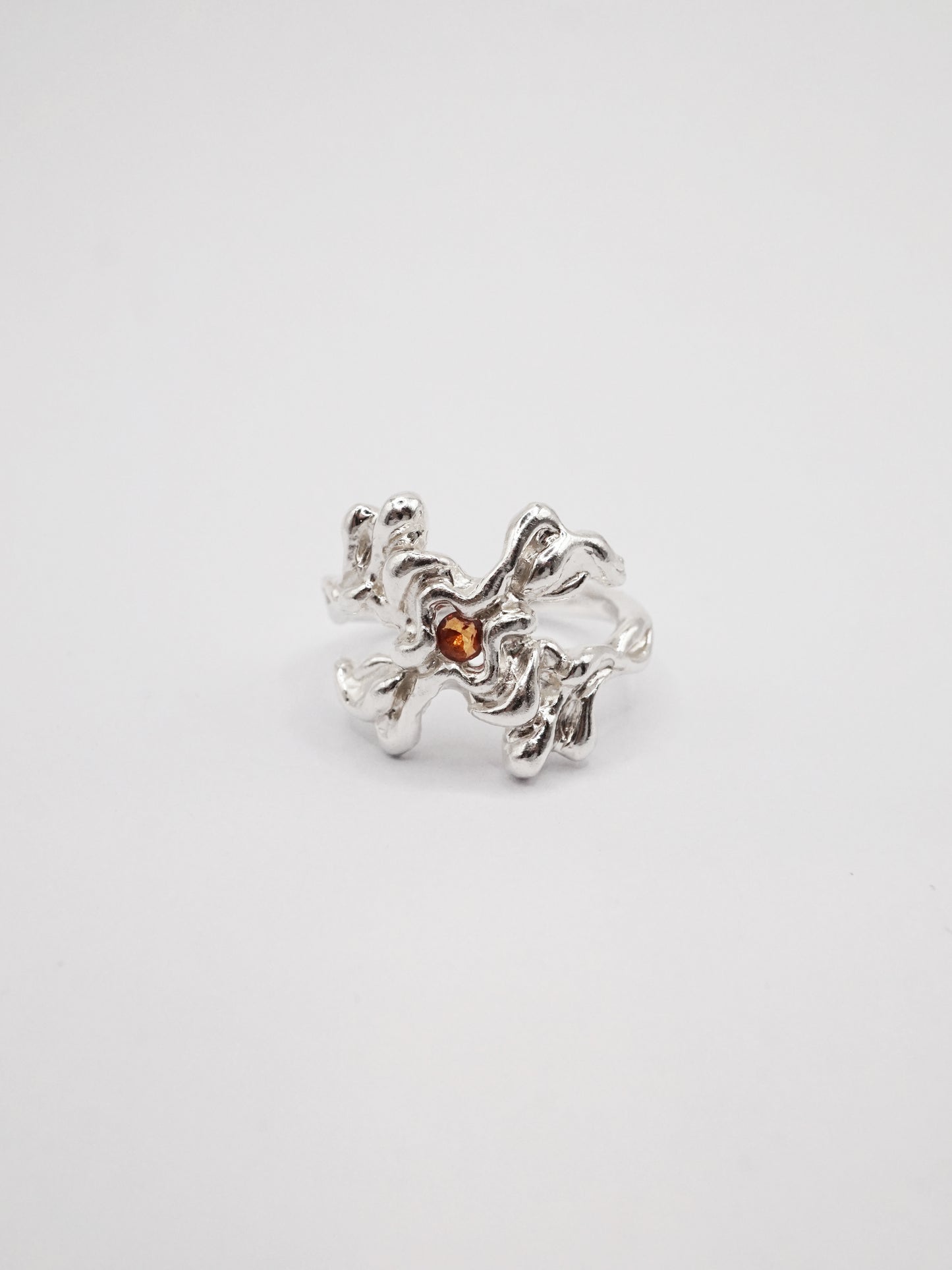sterling silver MOVE ring with sapphires O7.5