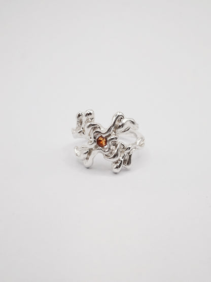 sterling silver MOVE ring with sapphires O7.5