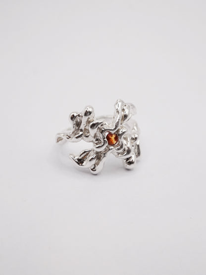 sterling silver MOVE ring with sapphires O7.5