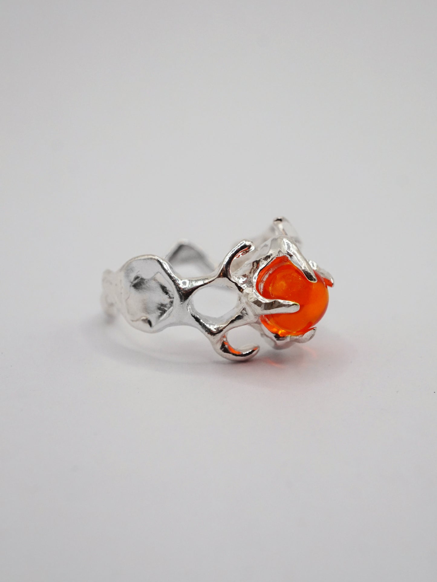 Bague OOAK en argent sterling avec sphère d'opale de feu 2