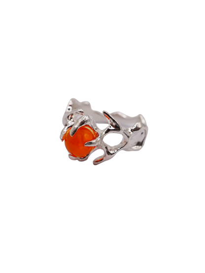 Bague OOAK en argent sterling avec sphère d'opale de feu 2