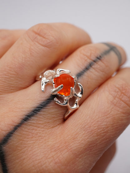 Bague OOAK en argent sterling avec sphère d'opale de feu 2