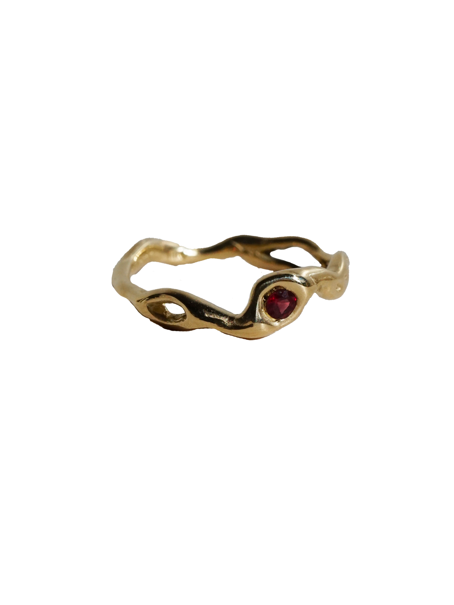 Bague OOAK en or jaune 10 carats avec saphir rouge