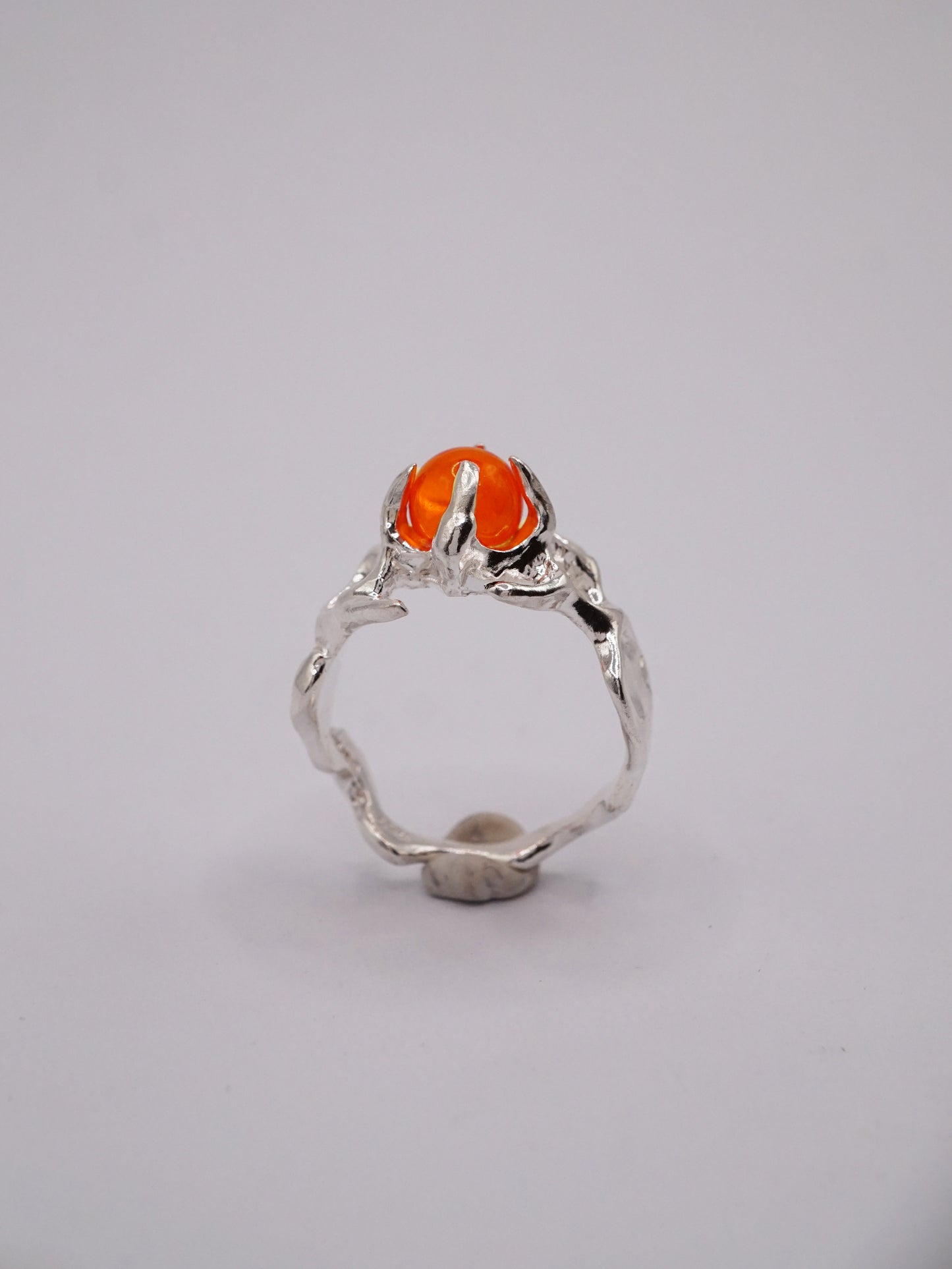 Bague OOAK en argent sterling avec sphère d'opale de feu 2