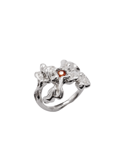 sterling silver MOVE ring with sapphires O7.5
