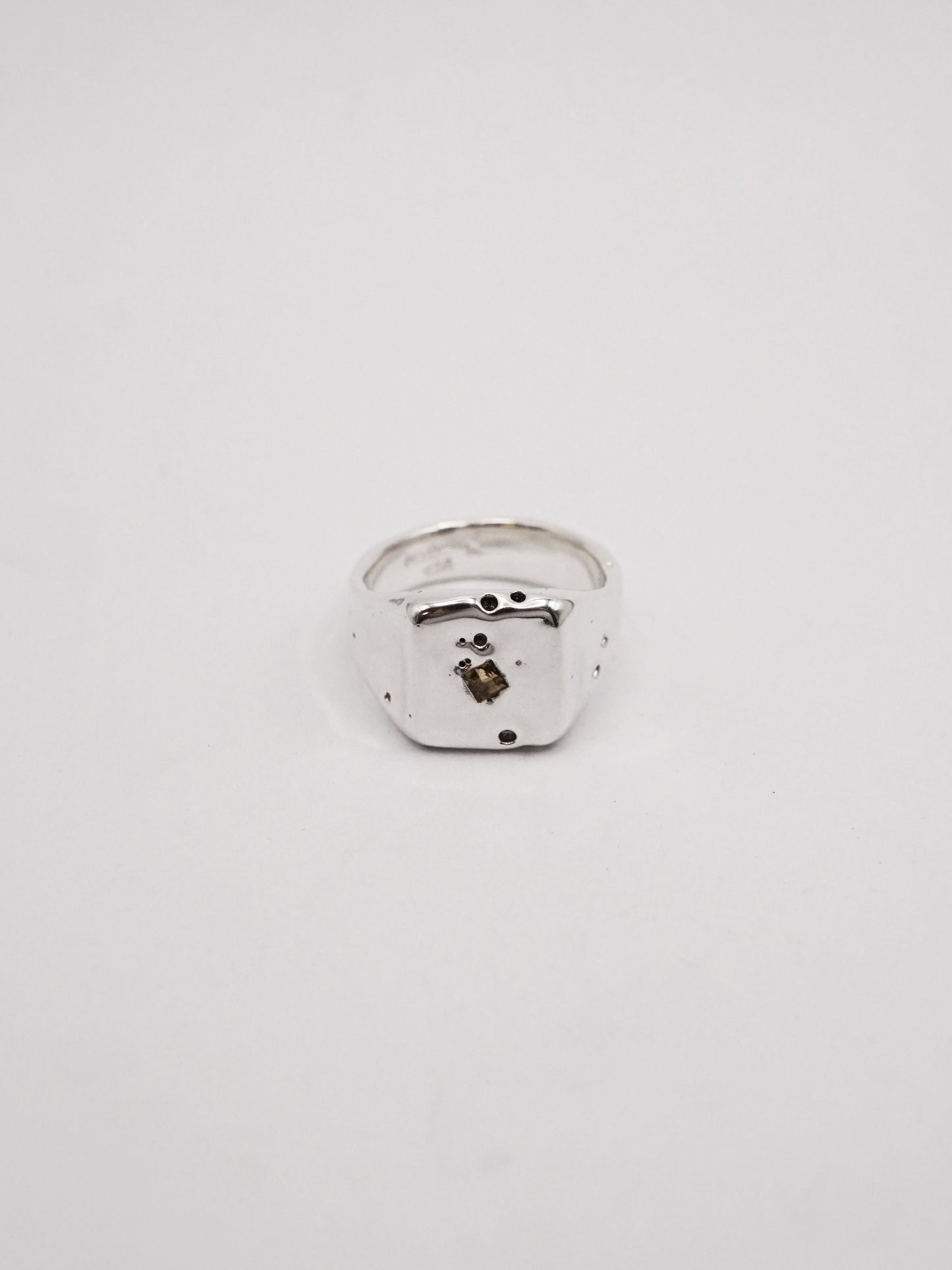sterling silver OOAK ring with green sapphire