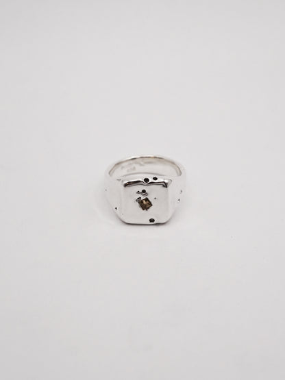 sterling silver OOAK ring with green sapphire