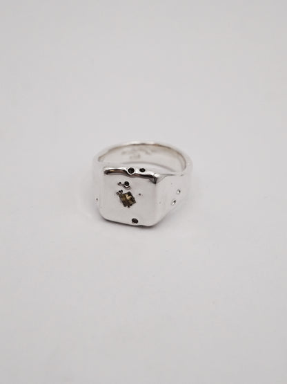 sterling silver OOAK ring with green sapphire