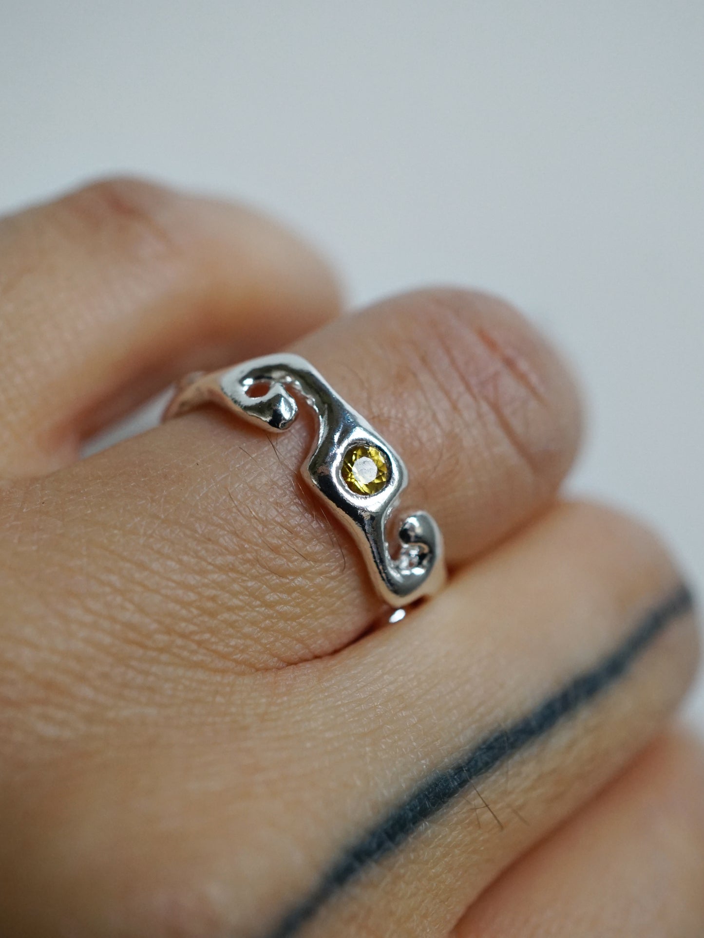 sterling silver LLAMA ring with sapphire