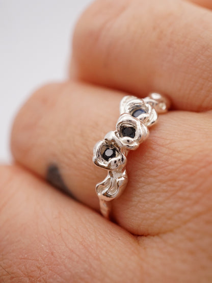 Bague BOUQUET SIMPLE en argent sterling avec saphirs 