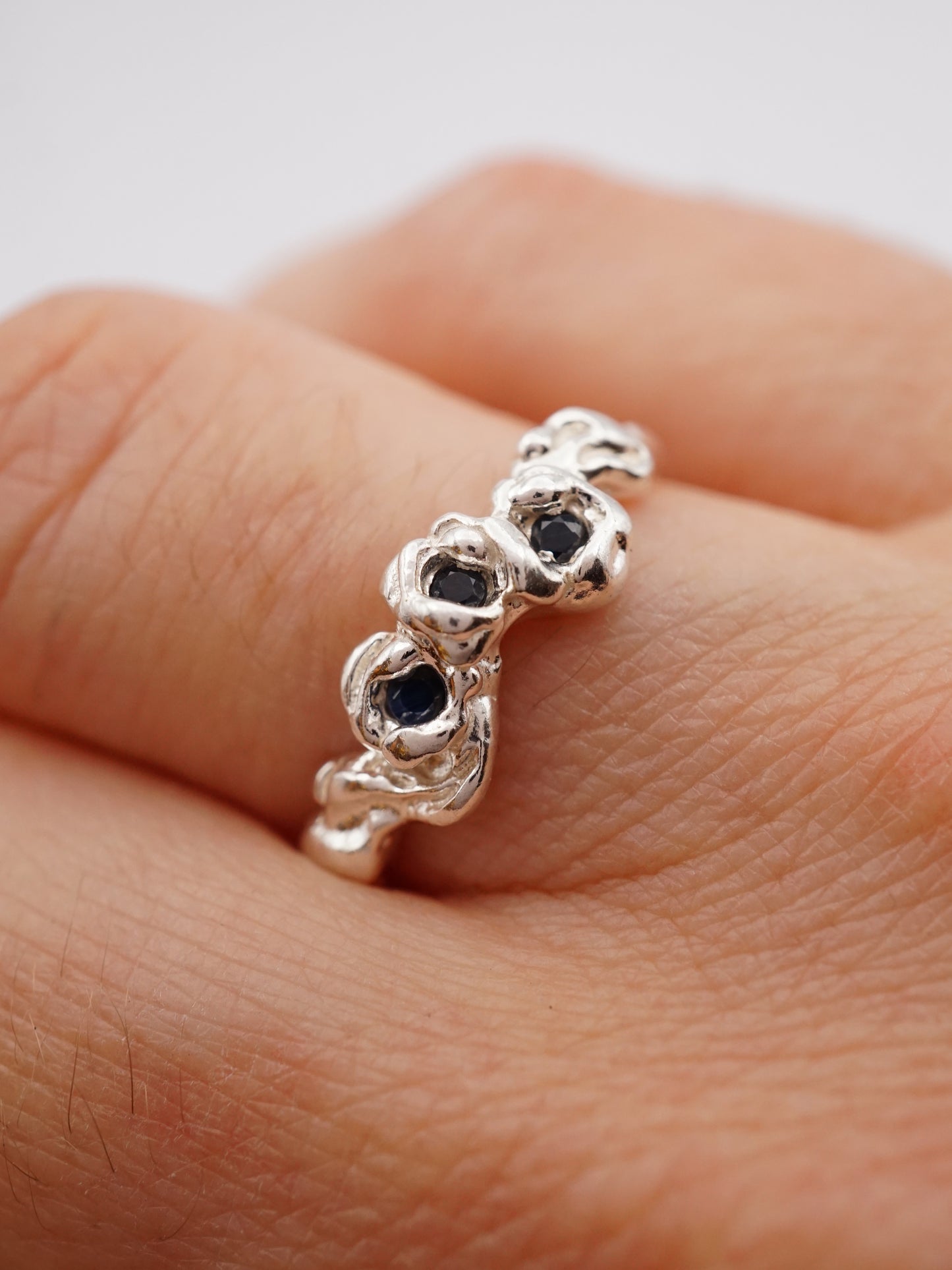 Bague BOUQUET SIMPLE en argent sterling avec saphirs 