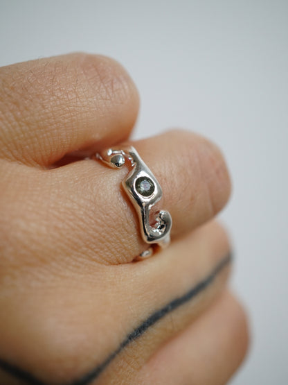 sterling silver LLAMA ring with sapphire