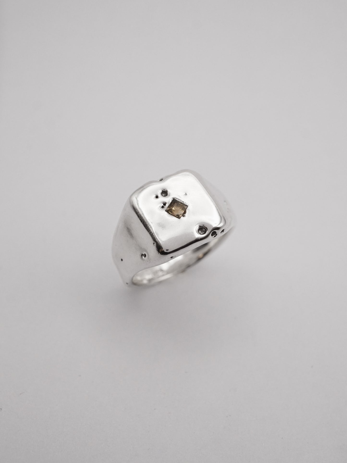 sterling silver OOAK ring with green sapphire