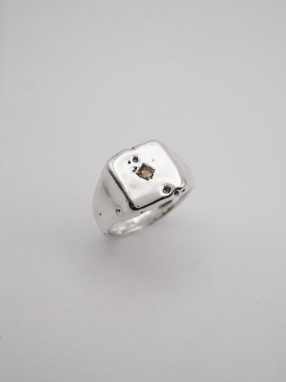 sterling silver OOAK ring with green sapphire