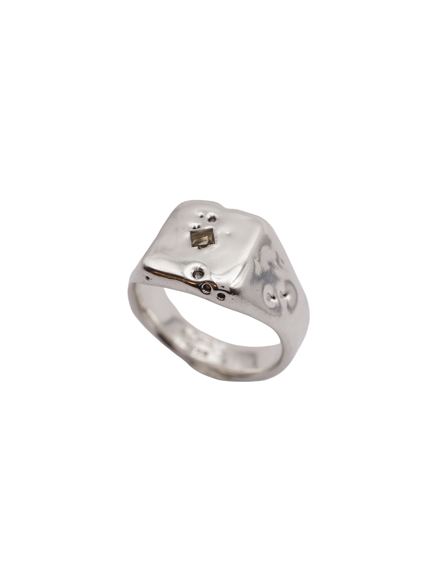 sterling silver OOAK ring with green sapphire