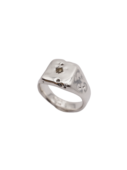 sterling silver OOAK ring with green sapphire