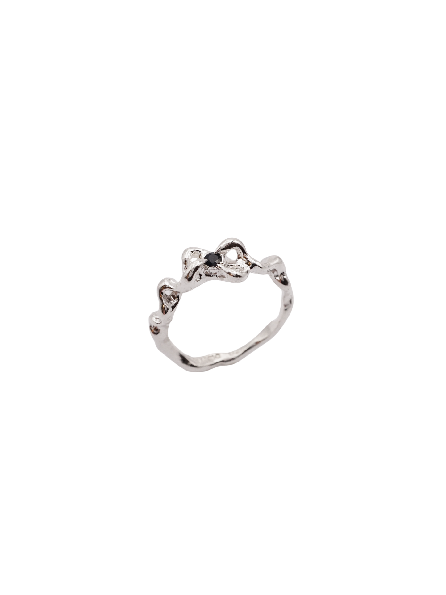 Bague MOVE simple BOW en argent sterling avec saphirs 