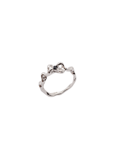 Bague MOVE simple BOW en argent sterling avec saphirs 