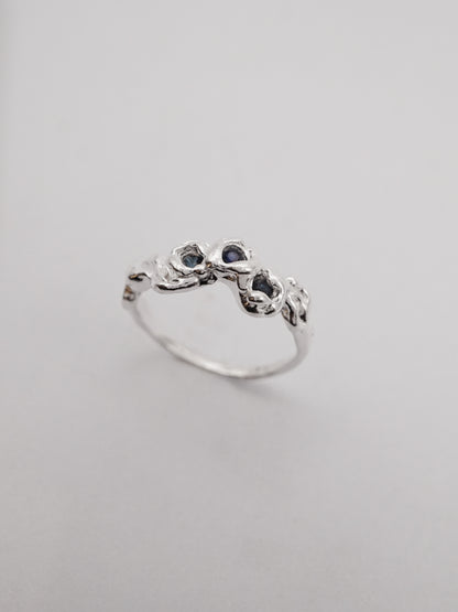 Bague BOUQUET SIMPLE en argent sterling avec saphirs 