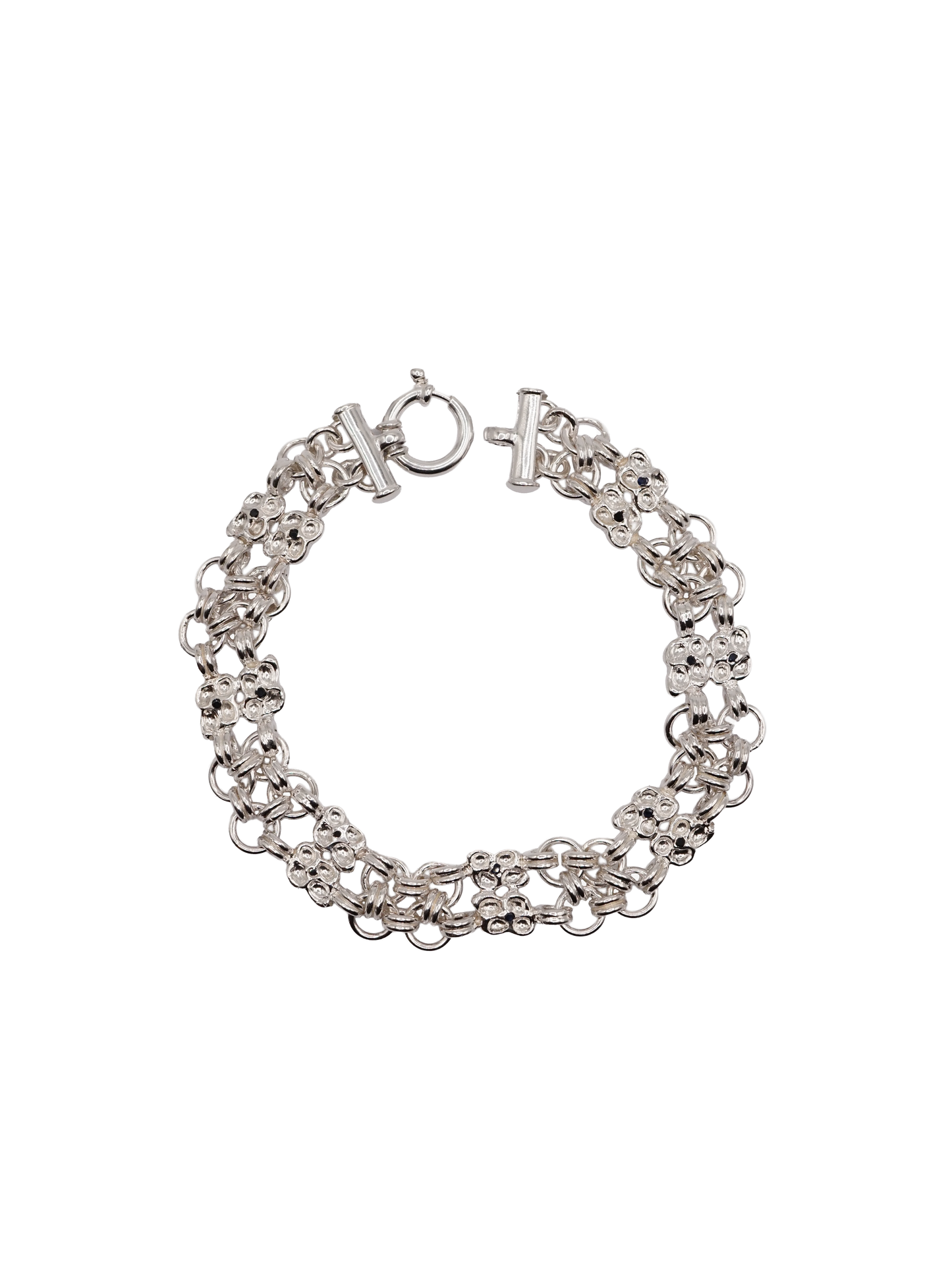 Bracelet ARMURE en argent sterling et saphirs bleu foncé